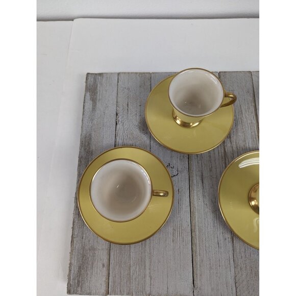 Flintridge Sylvan China Small Espresso Cups Saucers Set 4 California Yellow Gold - Picture 2 of 9